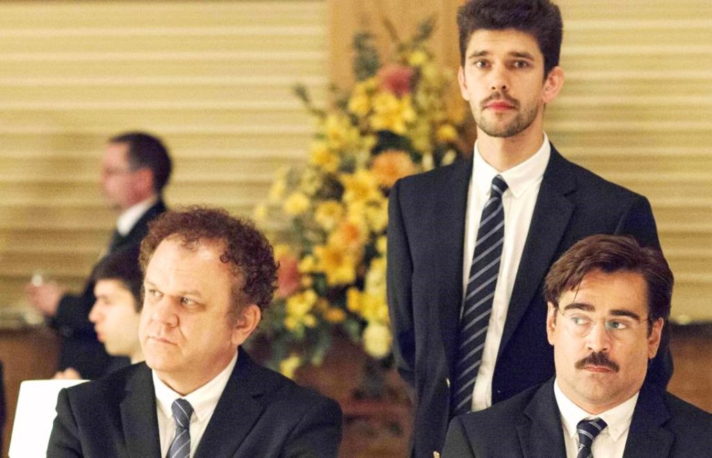 The men of THE LOBSTER: (L-R) John C. Reilly, Ben Whishaw, and Colin Farrell.
