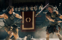 Paul Mescal plays Lucius and Pedro Pascal plays Marcus Acacius in Gladiator II from Paramount Pictures.